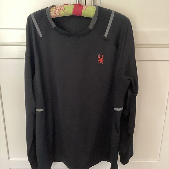 SPYDER Mens Performance Crew Top Sz XL Black Long Sleeve - Picture 3 of 10